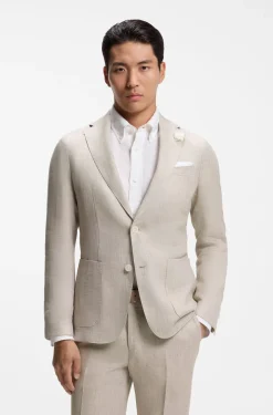 Slim-fit blazer in a micro-pattern linen blend