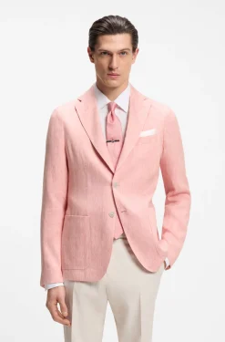 Slim-fit blazer in a micro-pattern linen blend