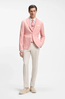 Slim-fit blazer in a micro-pattern linen blend