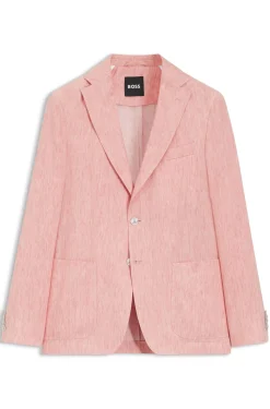 Slim-fit blazer in a micro-pattern linen blend