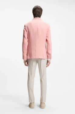 Slim-fit blazer in a micro-pattern linen blend