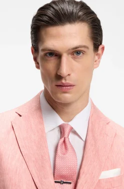 Slim-fit blazer in a micro-pattern linen blend