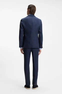 Slim-fit blazer in a micro-pattern linen blend