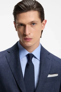 Slim-fit blazer in a micro-pattern linen blend