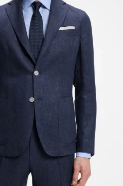 Slim-fit blazer in a micro-pattern linen blend