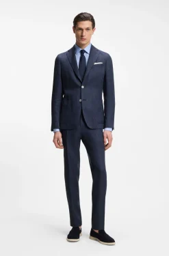 Slim-fit blazer in a micro-pattern linen blend