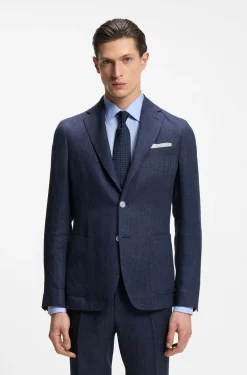 Slim-fit blazer in a micro-pattern linen blend