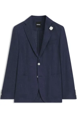 Slim-fit blazer in a micro-pattern linen blend