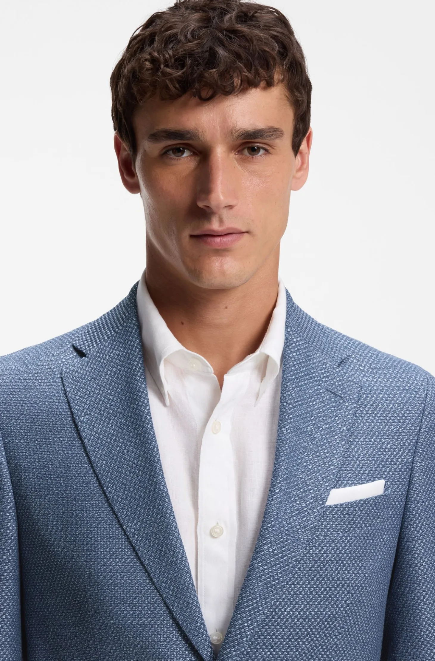 Slim-fit blazer in a patterned virgin-wool blend