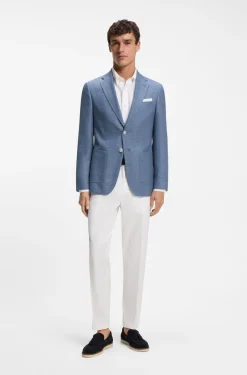 Slim-fit blazer in a patterned virgin-wool blend