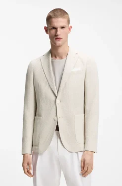 Slim-fit blazer in a patterned cotton blend