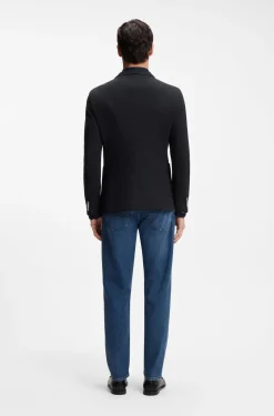 Slim-fit blazer in a patterned cotton blend