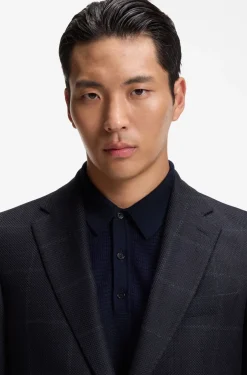 Slim-fit blazer in checked virgin wool