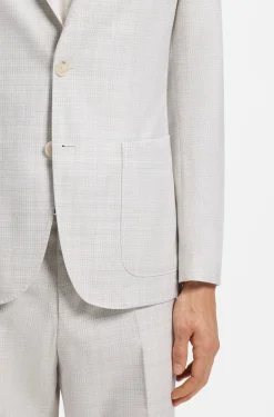 Slim-fit blazer in checked virgin wool and cotton