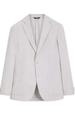 Slim-fit blazer in checked virgin wool and cotton
