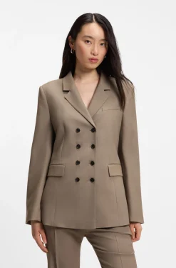 Slim-fit blazer in gabardine twill