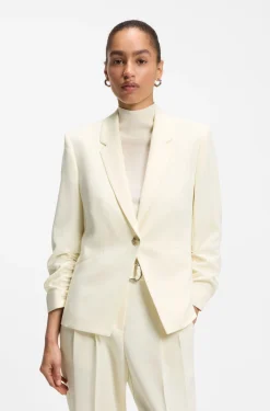 Slim-fit blazer in Japanese crepe with ruched sleeves