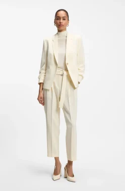 Slim-fit blazer in Japanese crepe with ruched sleeves