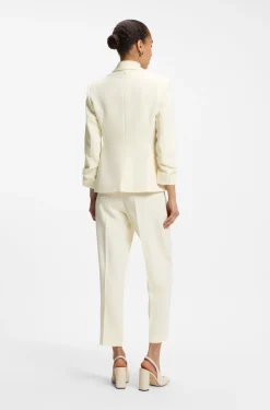 Slim-fit blazer in Japanese crepe with ruched sleeves