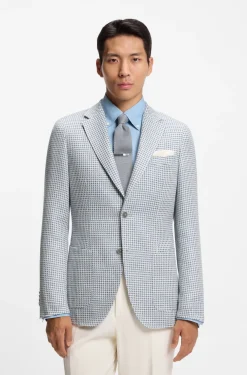 Slim-fit blazer in linen, silk and cotton