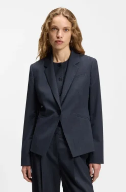 Slim-fit blazer in melange virgin wool
