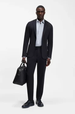 Slim-fit blazer in micro-patterned stretch jersey