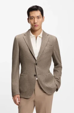 Slim-fit blazer in micro-patterned cotton