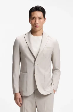 Slim-fit blazer in micro-patterned virgin wool