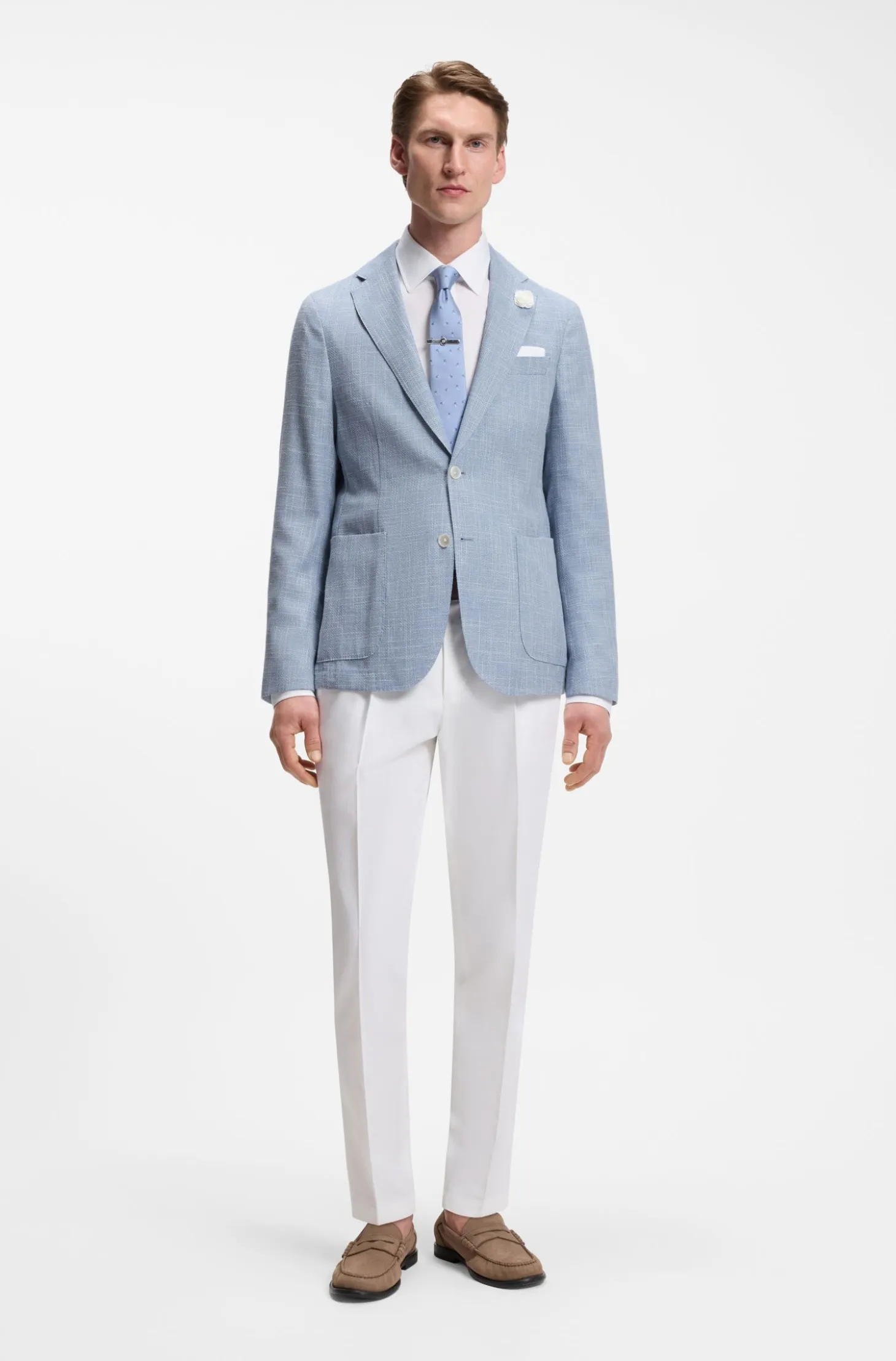 Slim-fit blazer in micro-patterned fabric