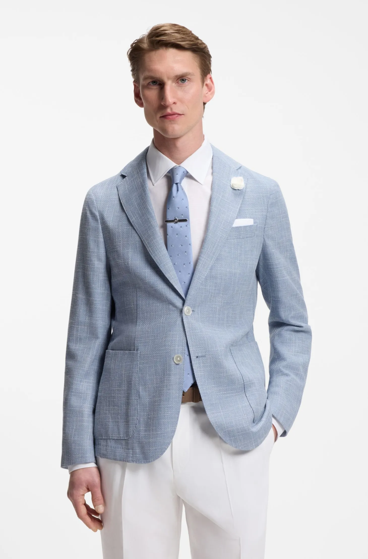 Slim-fit blazer in micro-patterned fabric