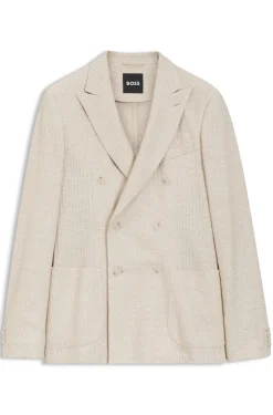 Slim-fit blazer in striped linen and cotton