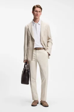 Slim-fit blazer in striped linen and cotton