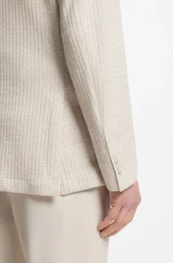 Slim-fit blazer in striped linen and cotton