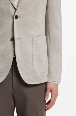 Slim-fit blazer in virgin wool and cotton