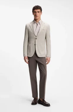 Slim-fit blazer in virgin wool and cotton