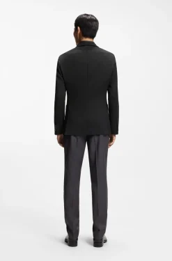 Slim-fit blazer in virgin wool and silk