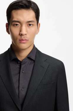 Slim-fit blazer in virgin wool and silk