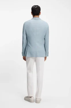 Slim-fit blazer in wool, silk and linen