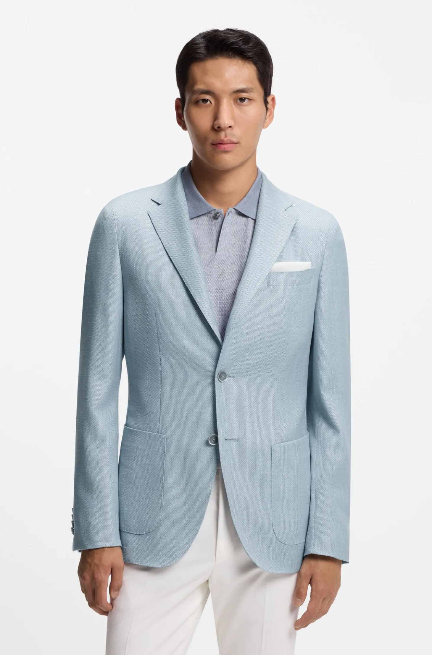 Slim-fit blazer in wool, silk and linen