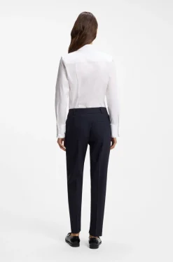 Slim-fit blouse in easy-iron cotton-blend twill