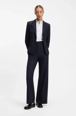 Slim-fit blouse in easy-iron cotton-blend twill