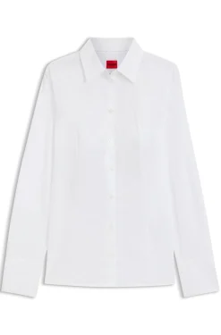 Slim-fit blouse in easy-iron poplin
