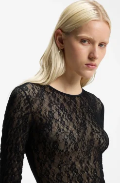 Slim-fit bodysuit in stretch lace
