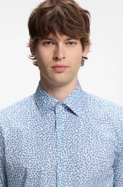 Slim-fit business shirt in stretch poplin