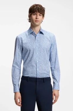 Slim-fit business shirt in stretch poplin
