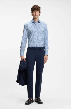 Slim-fit business shirt in stretch poplin