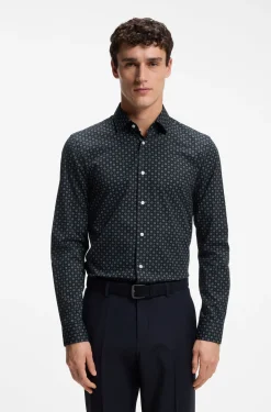 Slim-fit business shirt in stretch poplin