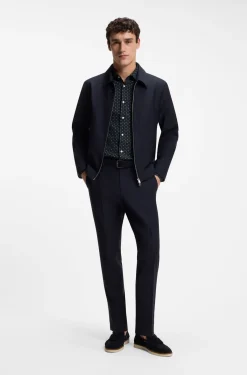 Slim-fit business shirt in stretch poplin