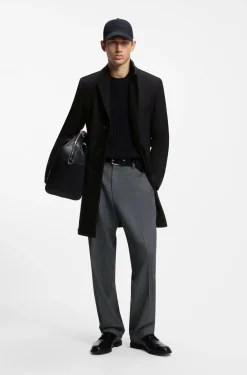 Slim-fit coat with three-button closure