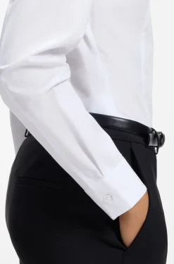 Slim-fit cotton-blend blouse with side zip